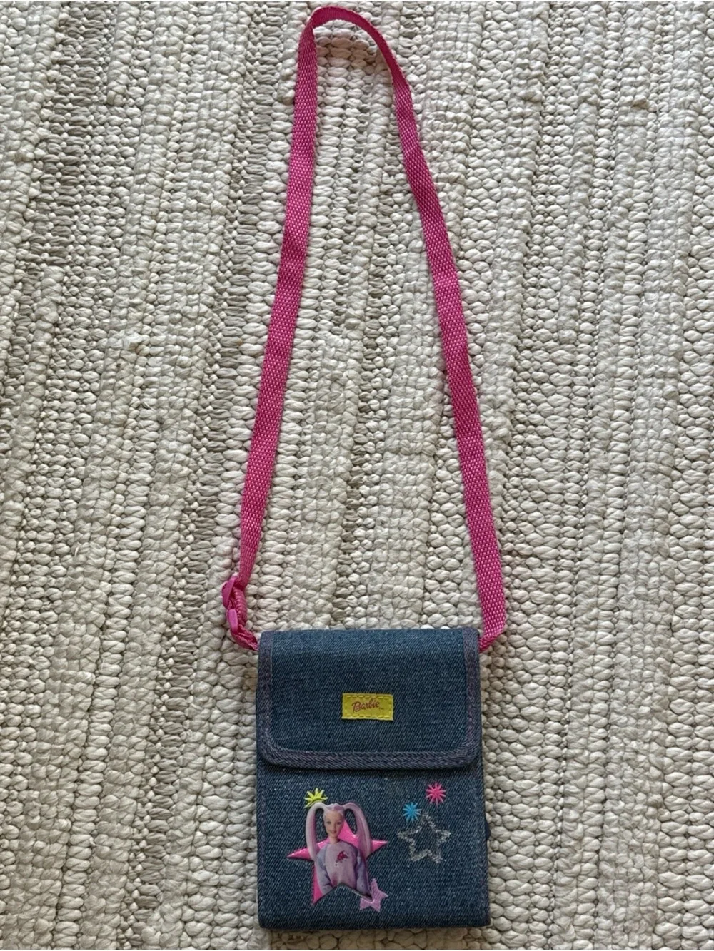 Barbie 2002 Vintage Cross Body Purse bag Denim Pink Mattel Vtg Y2k Kids Rare
